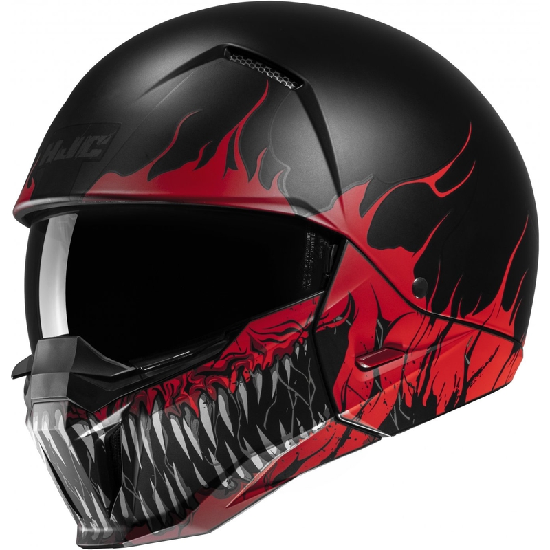 Open helm met masker HJC i20 Scraw MC1SF wit-rood-zwart uitverkoop