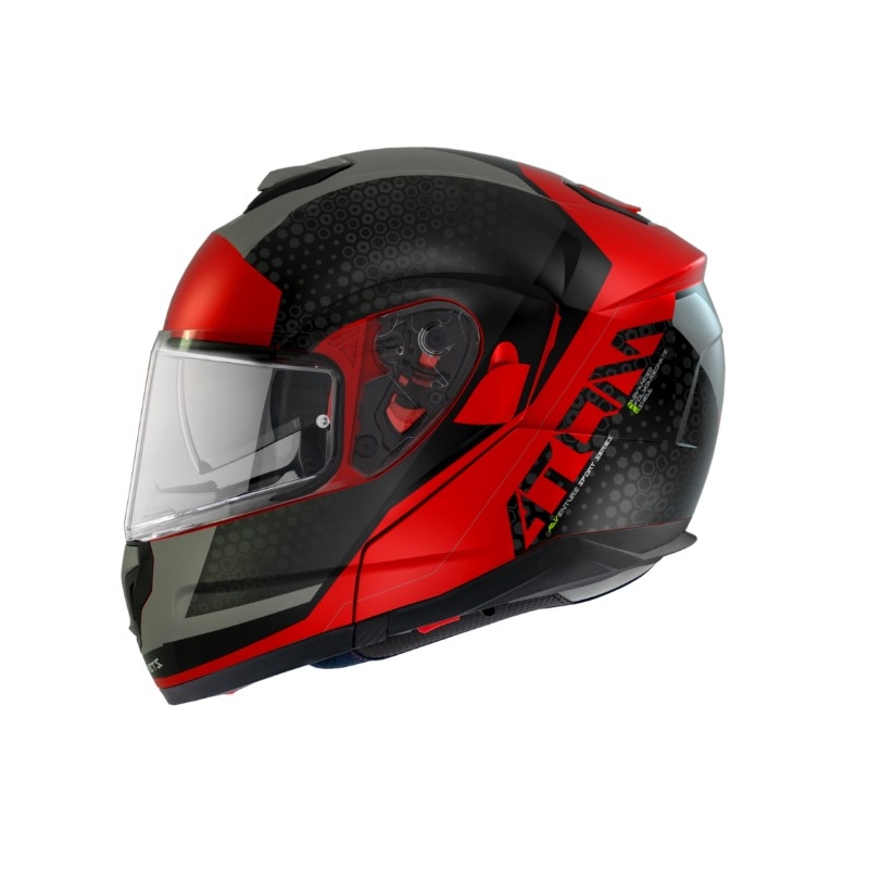 MT Atom SV Adventure A5 zwart-grijs-rood tip-up motorhelm