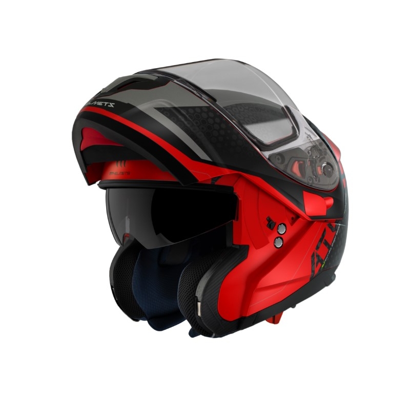MT Atom SV Adventure A5 zwart-grijs-rood tip-up motorhelm