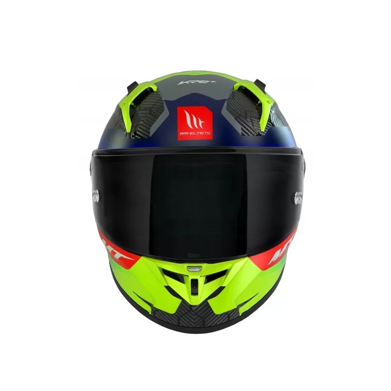 Integrální přilba na motorku MT KRE+ Carbon Powerful fluo žluto-modrá