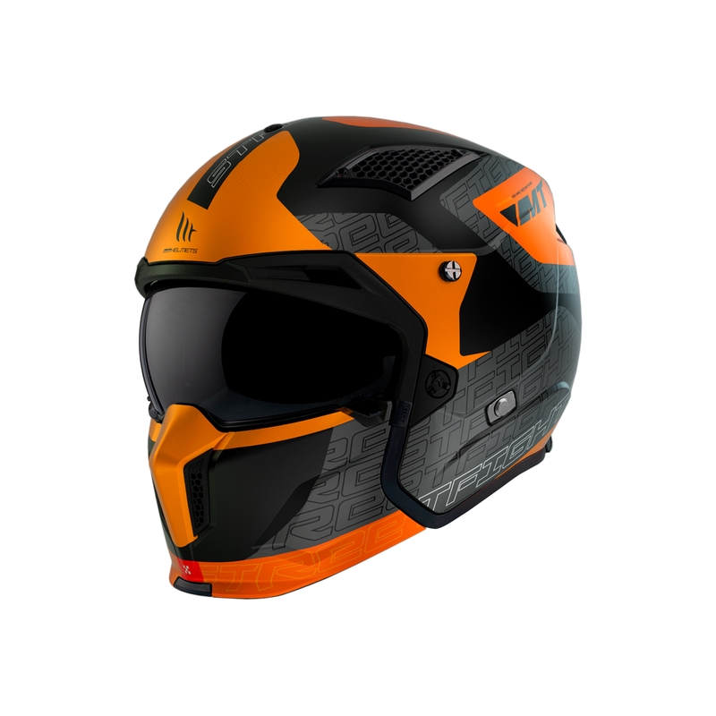 Open helm met masker MT Streetfighter SV Totem B4 zwart-grijs-oranje