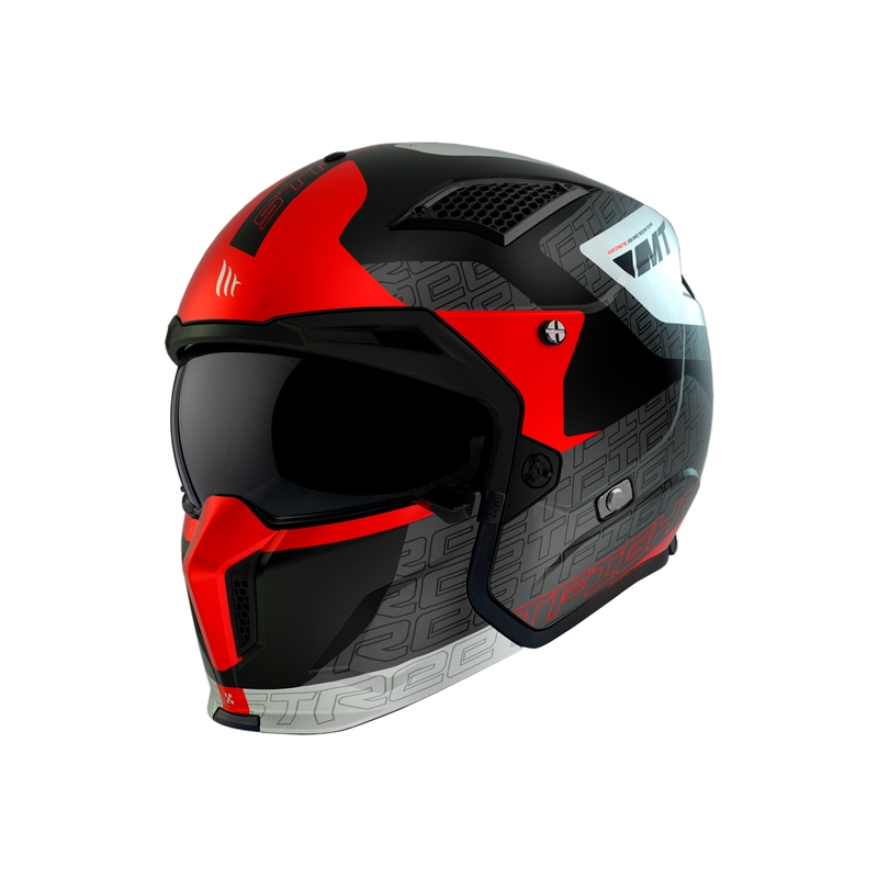 Open helm met masker MT Streetfighter SV Totem B15 zwart-grijs-wit-rood uitverkoop