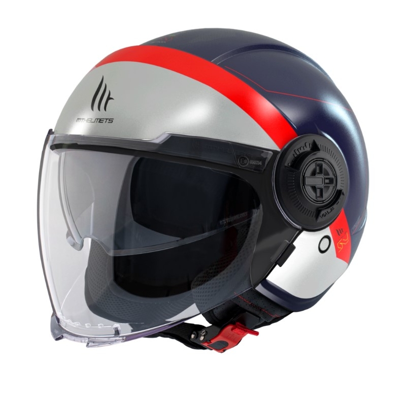 Open motorhelm MT Viale SV 68 Eenheden D7 grijs-rood-blauw