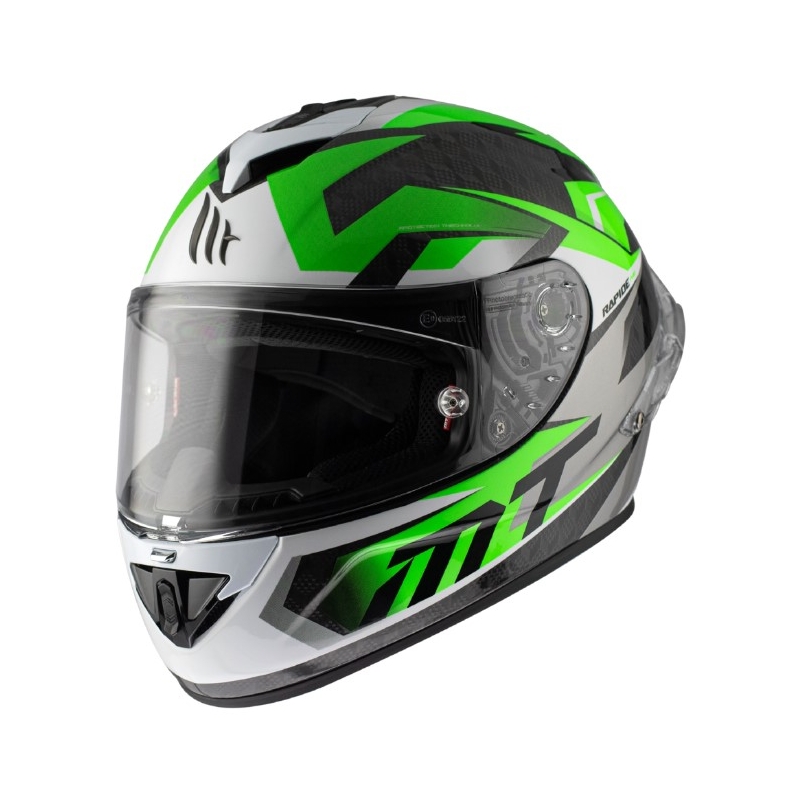 MT Rapide Pro Fugaz A6 zwart-grijs-wit-groen integraal motorhelm uitverkoop