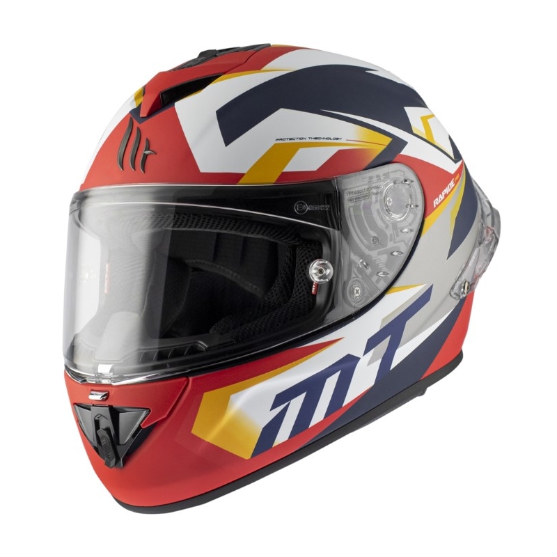 Integrální přilba na motorku MT Rapide Pro Fugaz I0 bílo-modro-červená