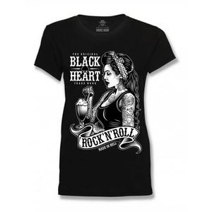 Dames Zwart Hart Pin Up Shake T-shirt Zwart