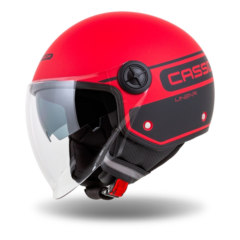 Cassida Handy Plus Linear Open Motorhelm Rood-Zwart