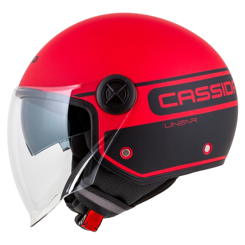 Cassida Handy Plus Linear Open Motorhelm Rood-Zwart