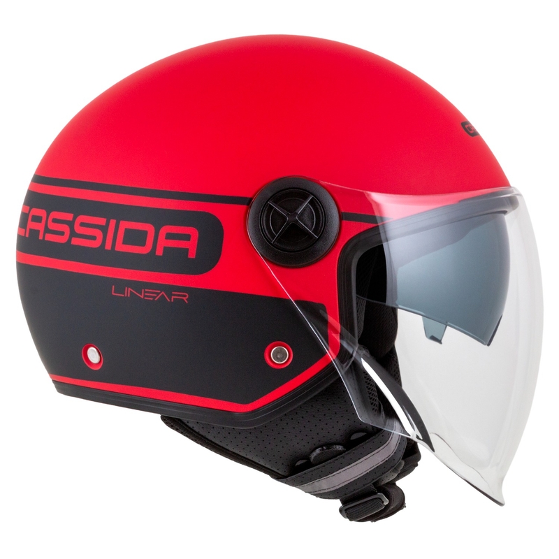 Cassida Handy Plus Linear Open Motorhelm Rood-Zwart
