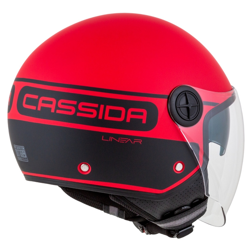 Cassida Handy Plus Linear Open Motorhelm Rood-Zwart