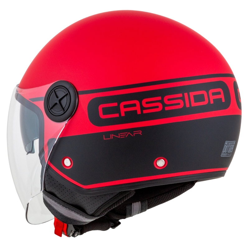 Cassida Handy Plus Linear Open Motorhelm Rood-Zwart