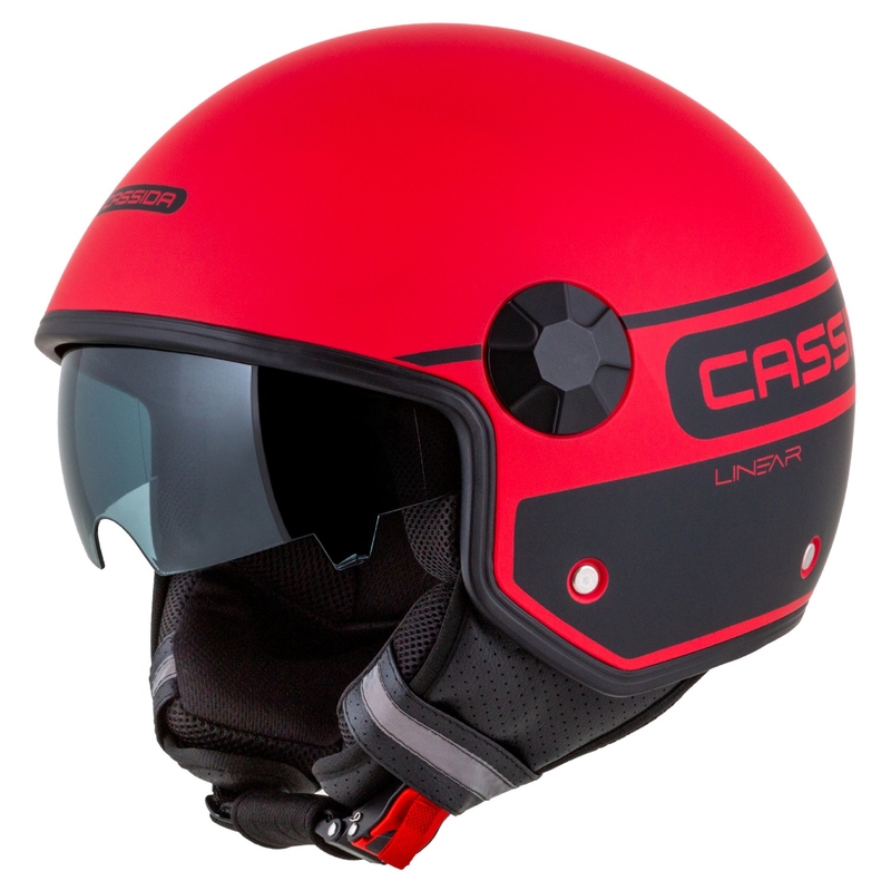 Cassida Handy Plus Linear Open Motorhelm Rood-Zwart