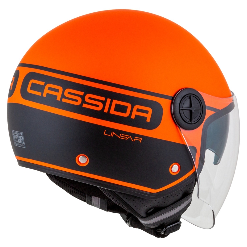 Cassida Handy Plus Linear open motorhelm oranje-zwart