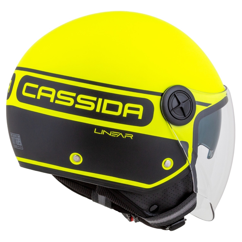 Cassida Handy Plus Linear fluorgeel-zwarte open motorhelm