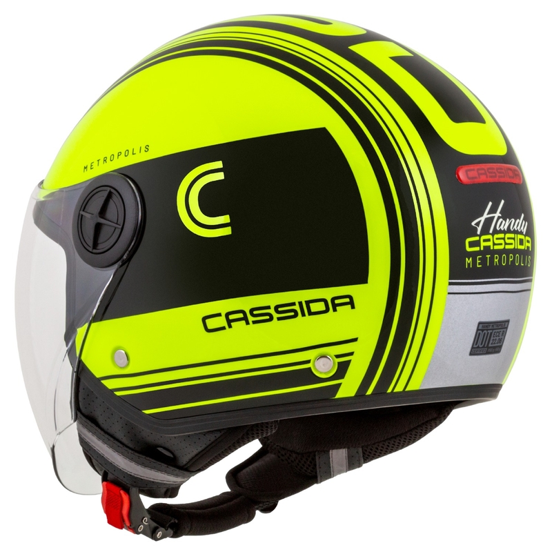 Cassida Handy Metropolis Safety fluorgeel-zwart-reflecterend grijs open motorhelm