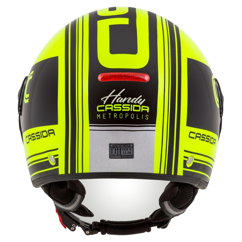 Cassida Handy Metropolis Safety fluorgeel-zwart-reflecterend grijs open motorhelm