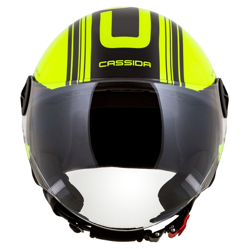 Cassida Handy Metropolis Safety fluorgeel-zwart-reflecterend grijs open motorhelm