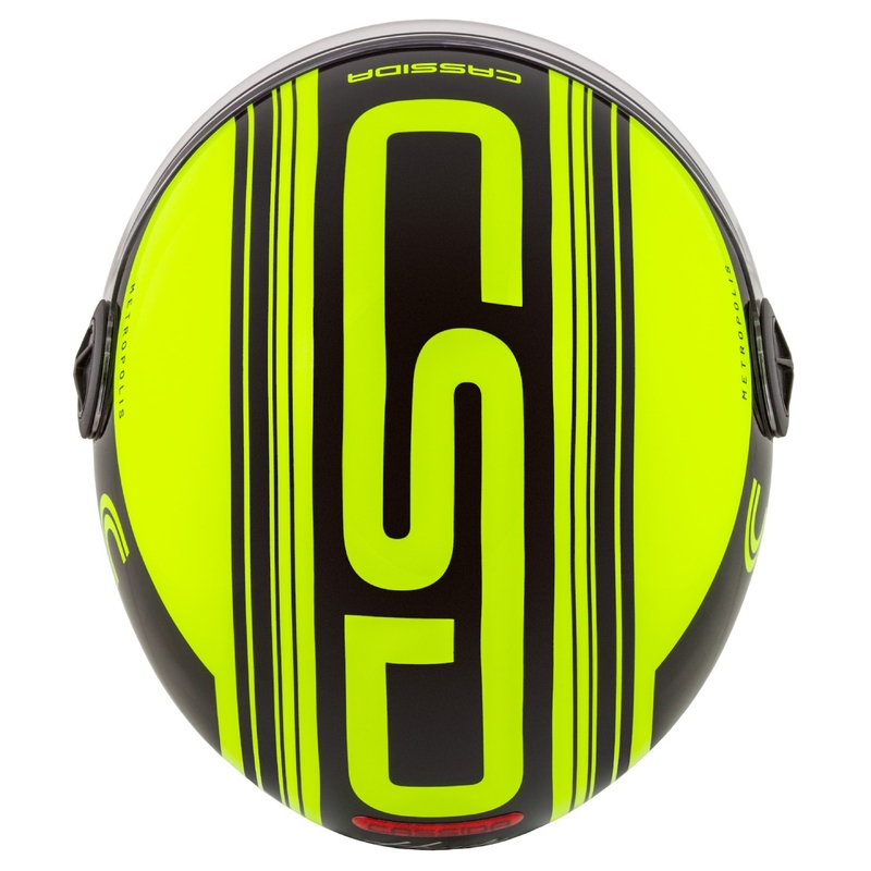 Cassida Handy Metropolis Safety fluorgeel-zwart-reflecterend grijs open motorhelm