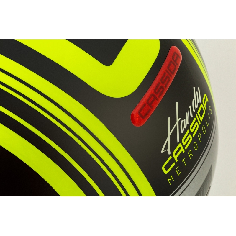 Cassida Handy Metropolis Safety fluorgeel-zwart-reflecterend grijs open motorhelm