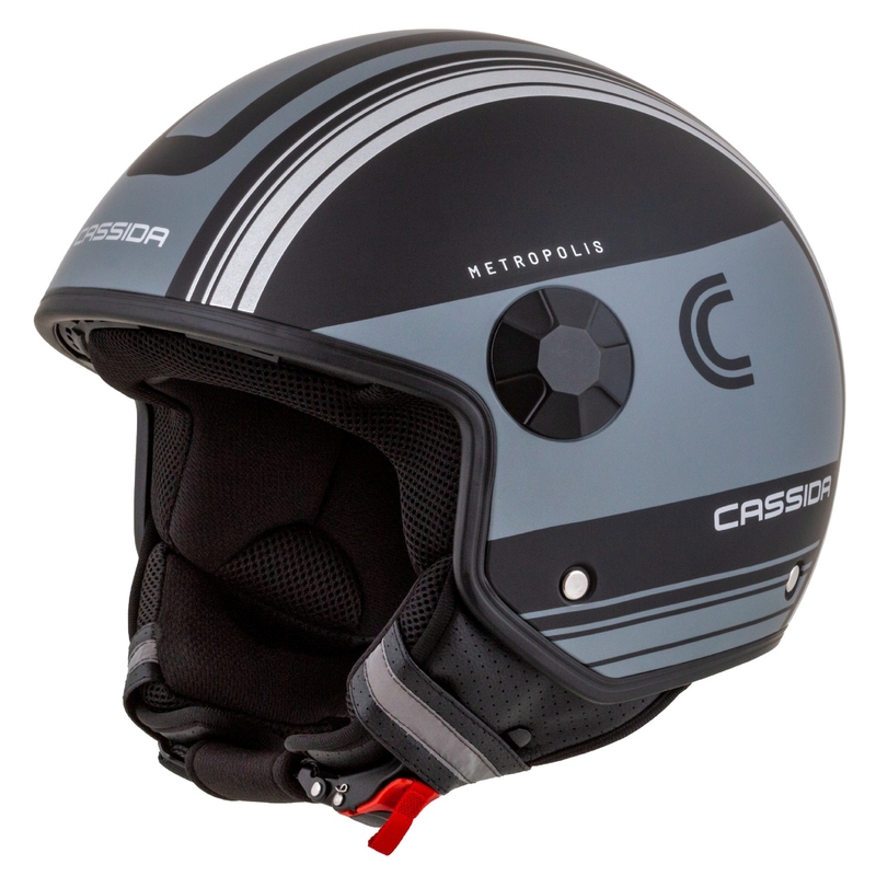 Cassida Handy Metropolis Vision open face motorhelm zwart-reflecterend grijs