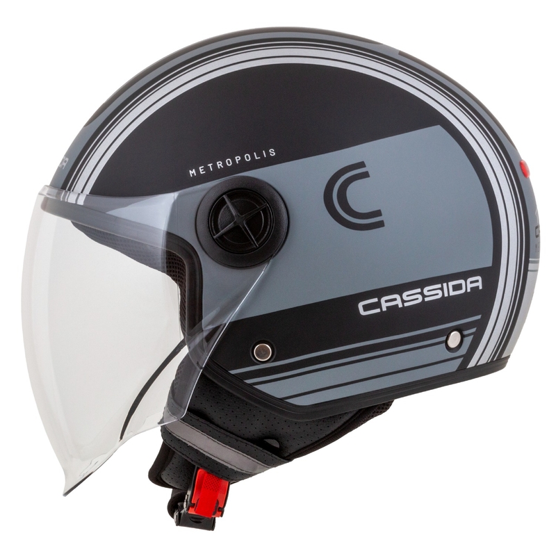 Cassida Handy Metropolis Vision open face motorhelm zwart-reflecterend grijs
