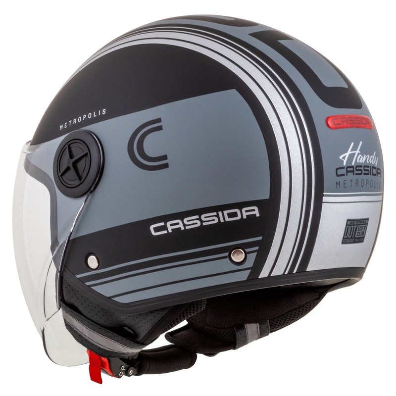 Cassida Handy Metropolis Vision open face motorhelm zwart-reflecterend grijs