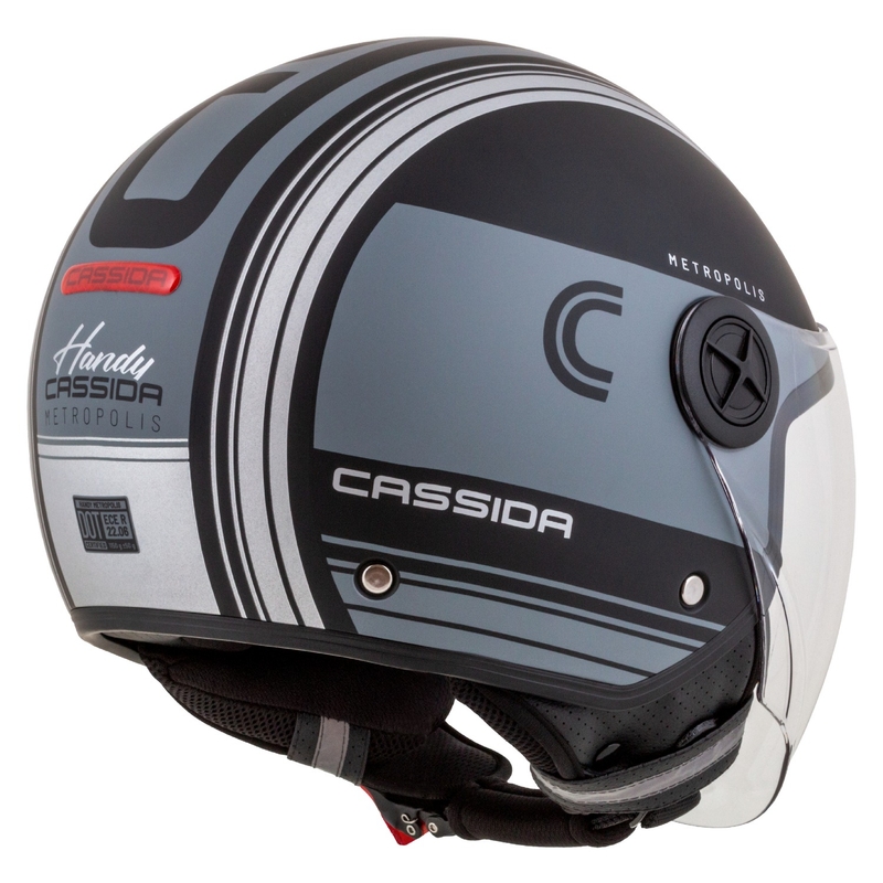 Cassida Handy Metropolis Vision open face motorhelm zwart-reflecterend grijs