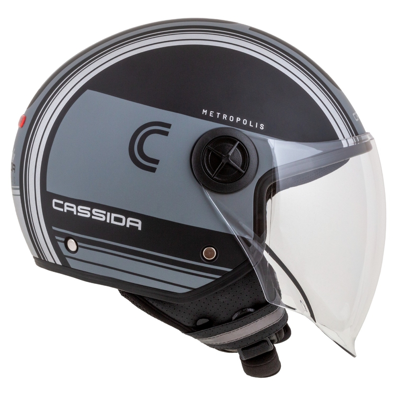 Cassida Handy Metropolis Vision open face motorhelm zwart-reflecterend grijs