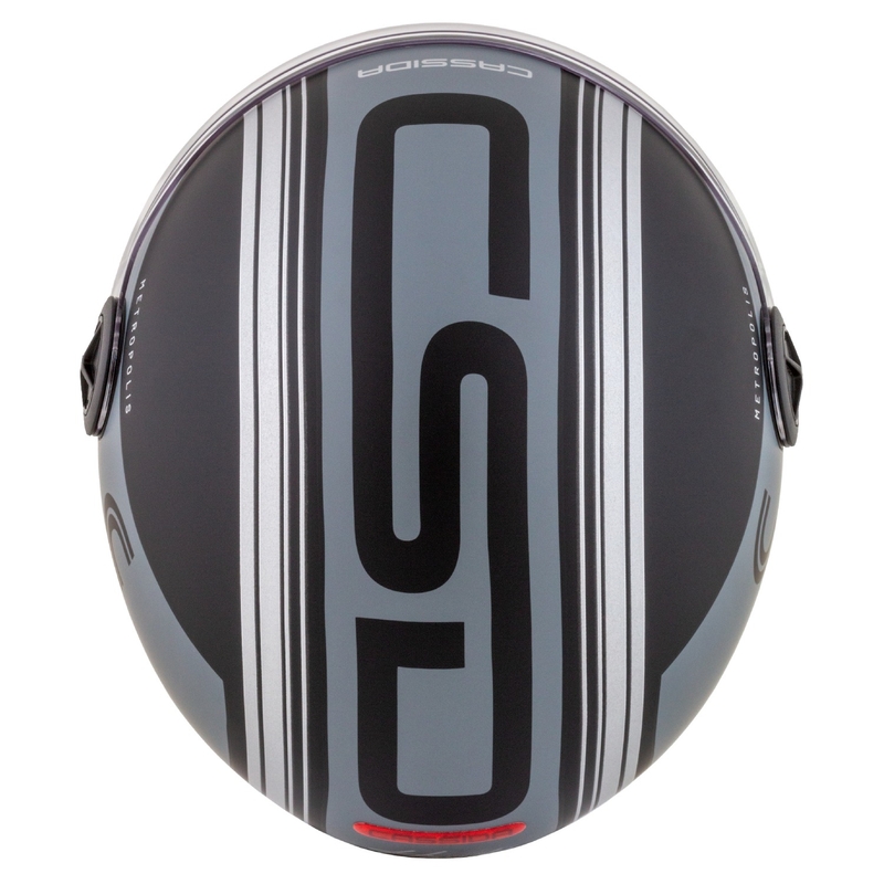 Cassida Handy Metropolis Vision open face motorhelm zwart-reflecterend grijs