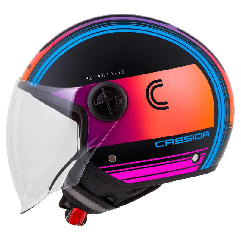 Cassida Handy Metropolis Zwart-Turkoois Kleurverloop Open Motorhelm