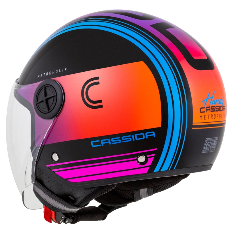 Cassida Handy Metropolis Zwart-Turkoois Kleurverloop Open Motorhelm
