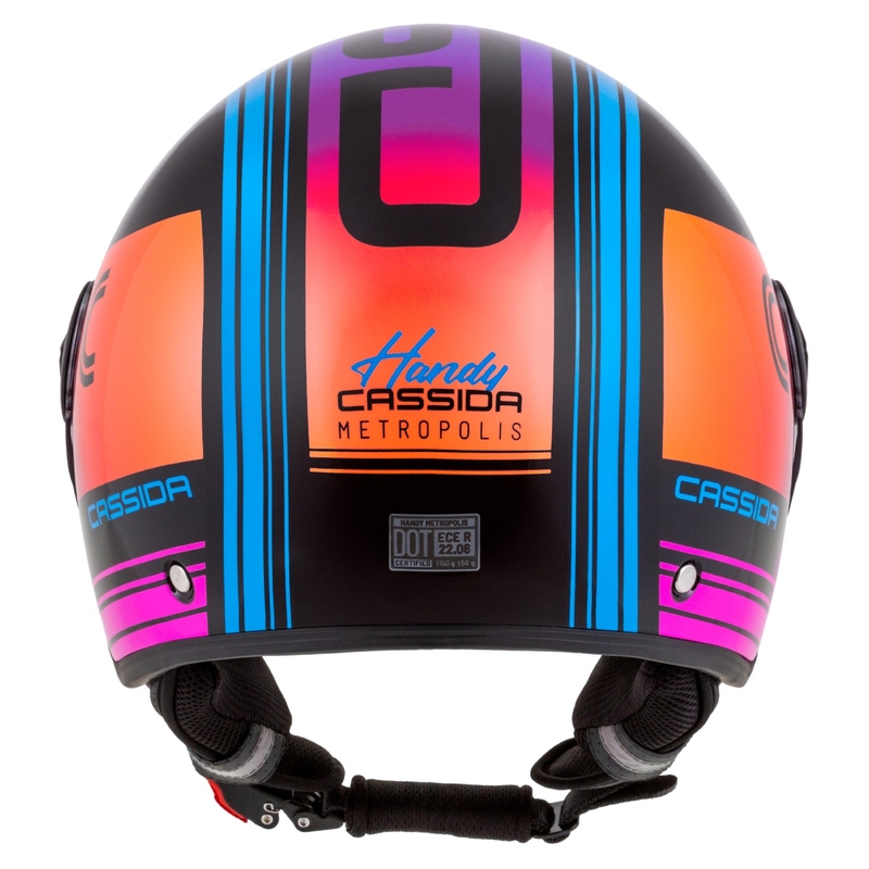 Cassida Handy Metropolis Zwart-Turkoois Kleurverloop Open Motorhelm