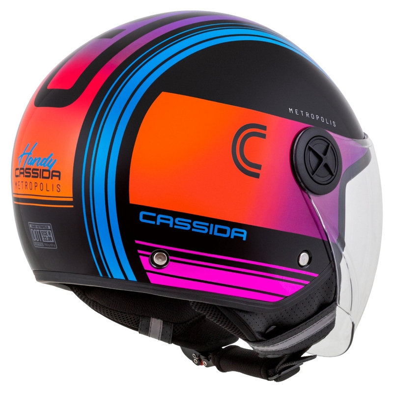 Cassida Handy Metropolis Zwart-Turkoois Kleurverloop Open Motorhelm