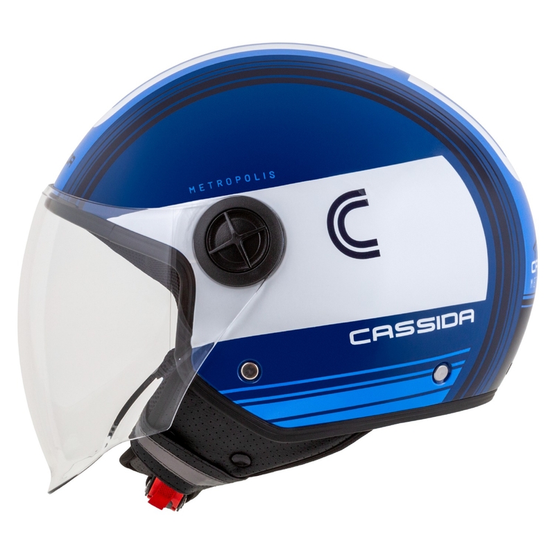 Cassida Handy Metropolis Blauw Wit Open Motorhelm