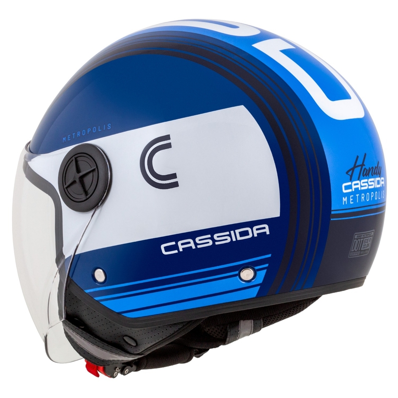 Cassida Handy Metropolis Blauw Wit Open Motorhelm