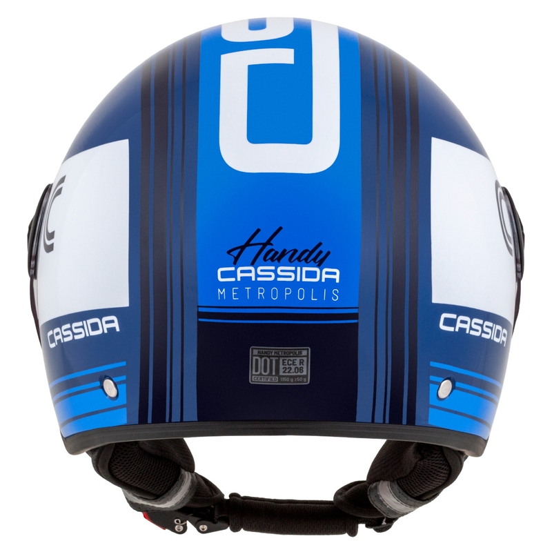 Cassida Handy Metropolis Blauw Wit Open Motorhelm