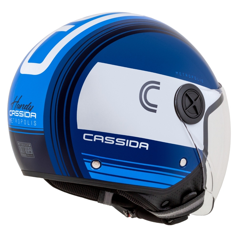 Cassida Handy Metropolis Blauw Wit Open Motorhelm