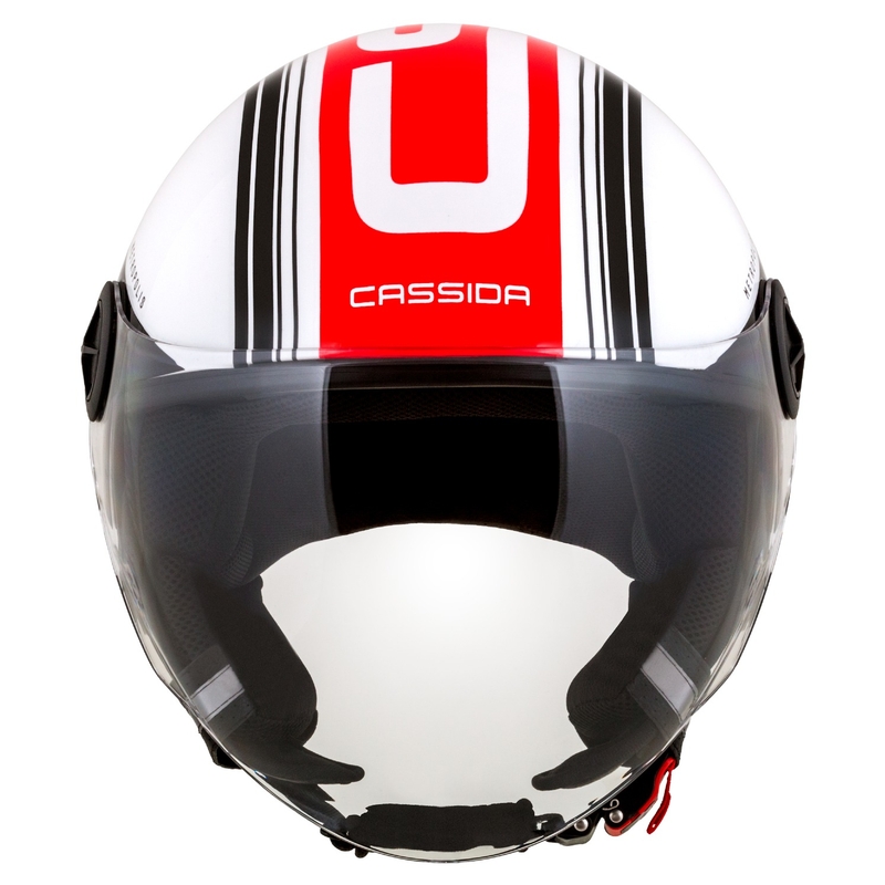 Cassida Handy Metropolis open face motorhelm zwart-wit-rood