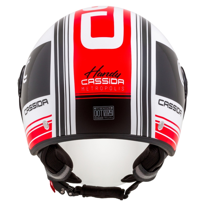 Cassida Handy Metropolis open face motorhelm zwart-wit-rood