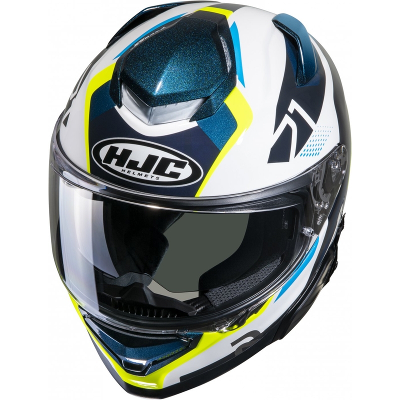 Integraal motorhelm HJC RPHA 71 Hapel MC3H blauw-wit-fluogeel