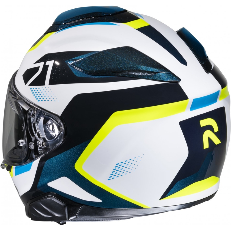 Integraal motorhelm HJC RPHA 71 Hapel MC3H blauw-wit-fluogeel