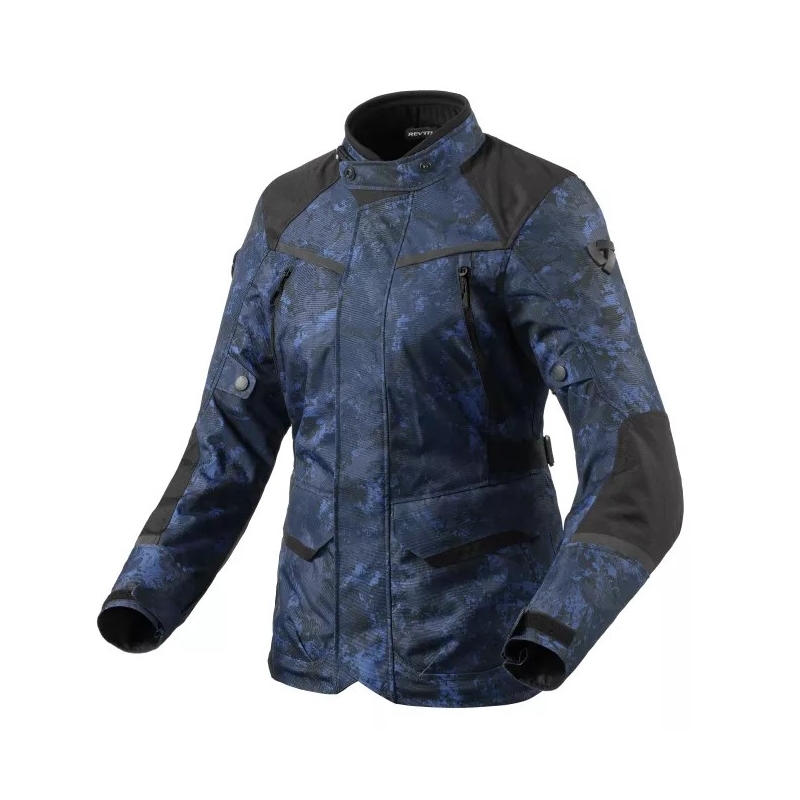 Dames Revit Voltiac 3 H2O camouflage blauw motorjack uitverkoop