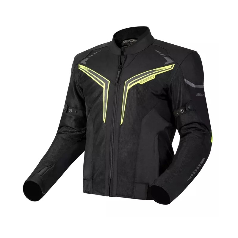Ozone Flow zwart-fluo gele motorjas uitverkoop