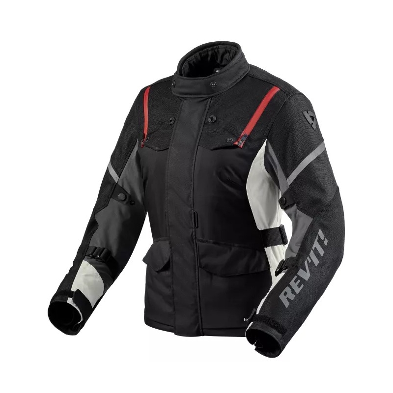 Revit Horizon 3 H2O zwart en rood motorjack voor dames