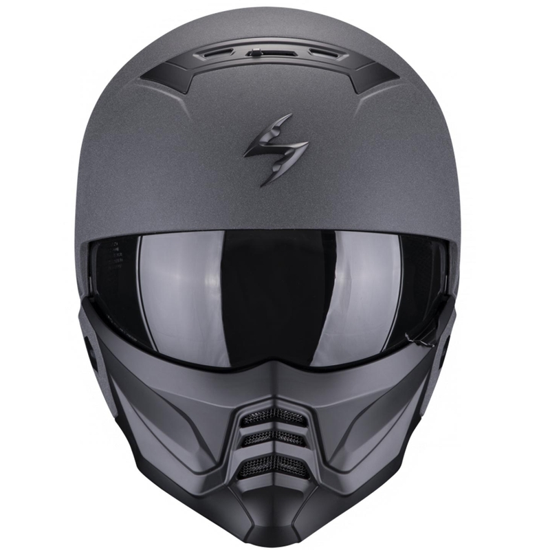Open helm met masker Scorpion EXO-COMBAT II Solid grafiet donkergrijs