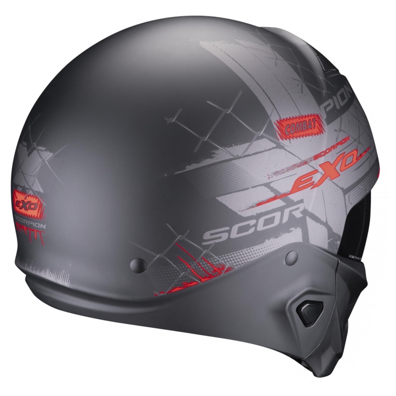 Open helm met masker Scorpion EXO-COMBAT II Xenon zwart-rood mat