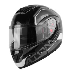 MT Atom SV Quark zwart-grijs-wit glanzende opklapbare motorhelm uitverkoop