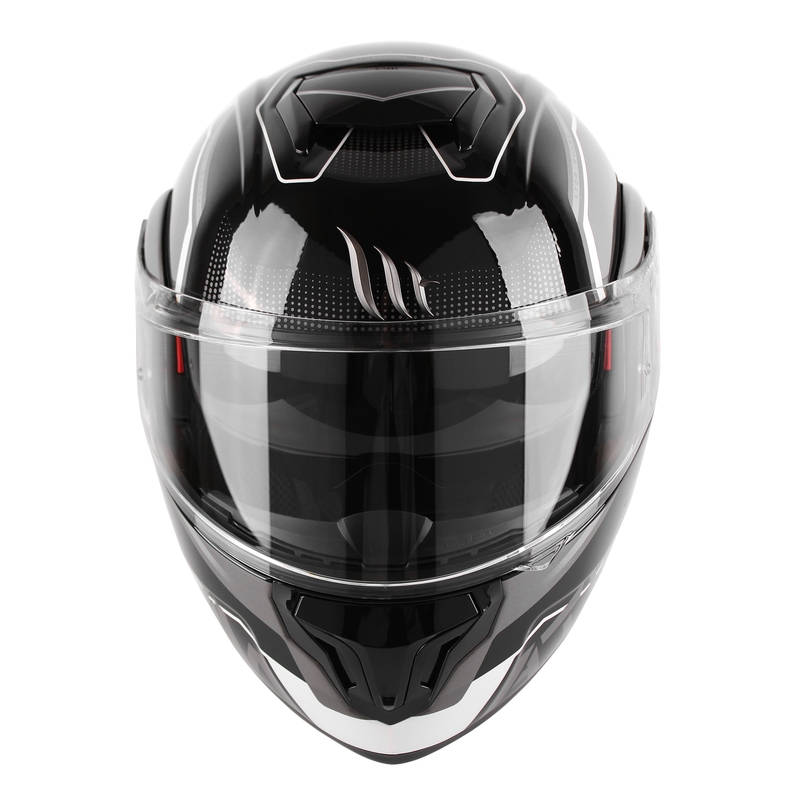 MT Atom SV Quark zwart-grijs-wit glanzende opklapbare motorhelm uitverkoop