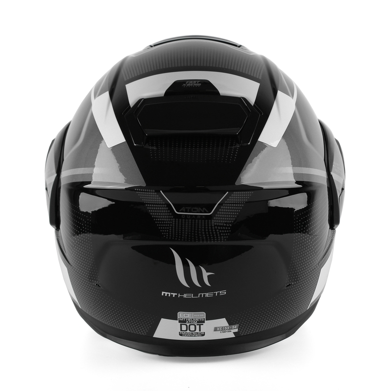 MT Atom SV Quark zwart-grijs-wit glanzende opklapbare motorhelm uitverkoop