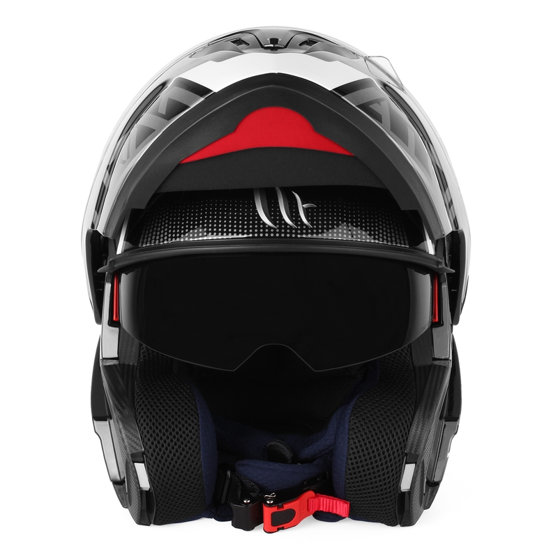 MT Atom SV Quark zwart-grijs-wit glanzende opklapbare motorhelm uitverkoop